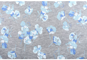 Viscose Jersey viooltjes Grijs Melange