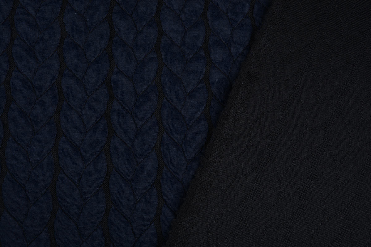 Gebreide Kabel Stof Tricot Marine Zwart