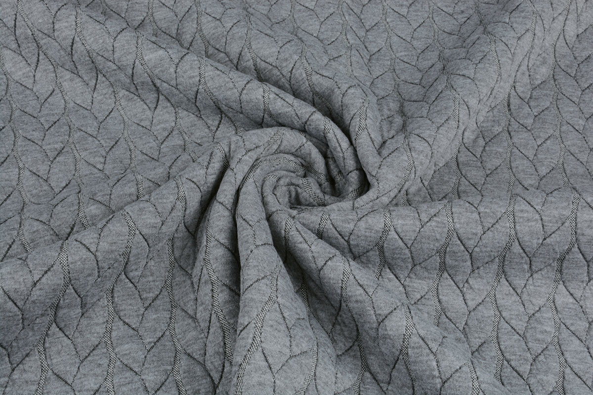 Gebreide Kabel Stof Tricot Licht Grijs