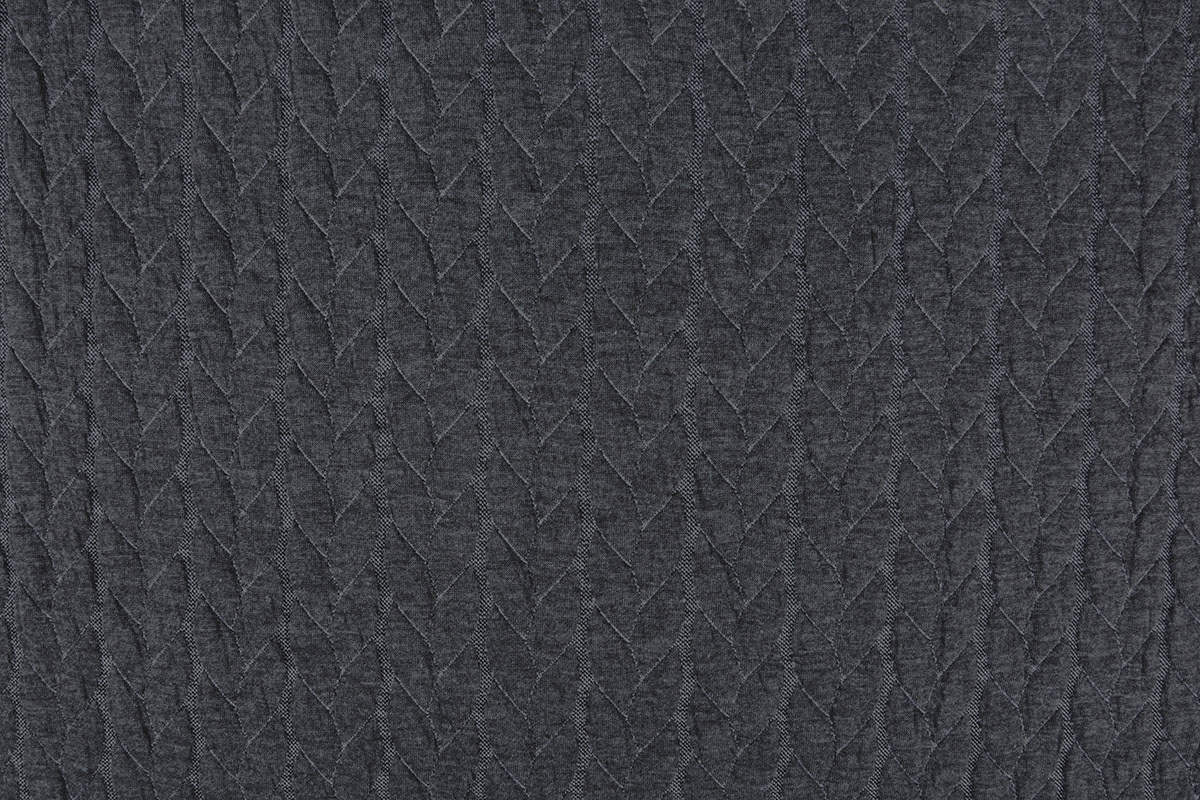 Strickstoff Zopfmuster Jersey Dunkelgrau