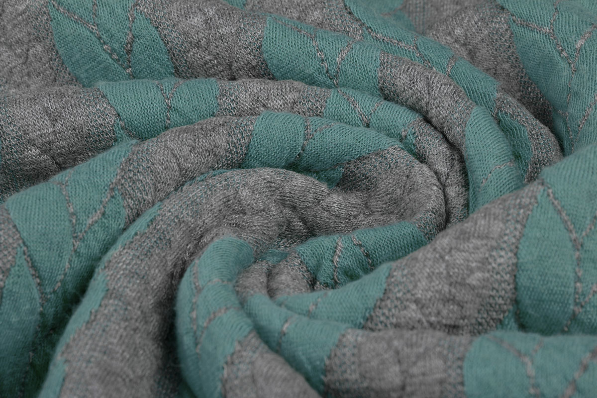Strickstoff Zopfmuster Jersey Minzgrün Grau