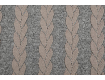 Knitted Cable Fabric Tricot Grey Powder Pink