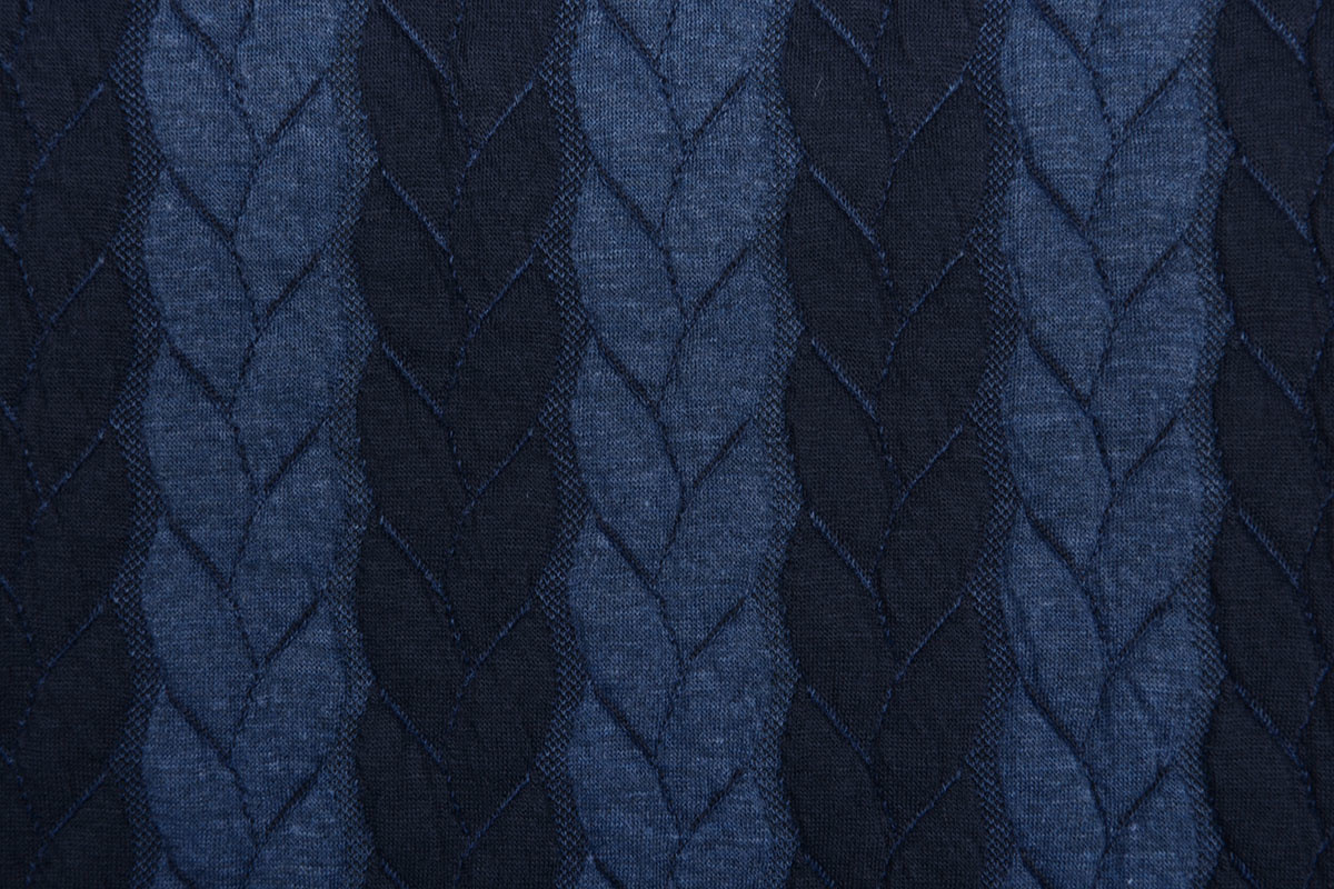Strickstoff Zopfmuster Jersey Marineblau Jeans