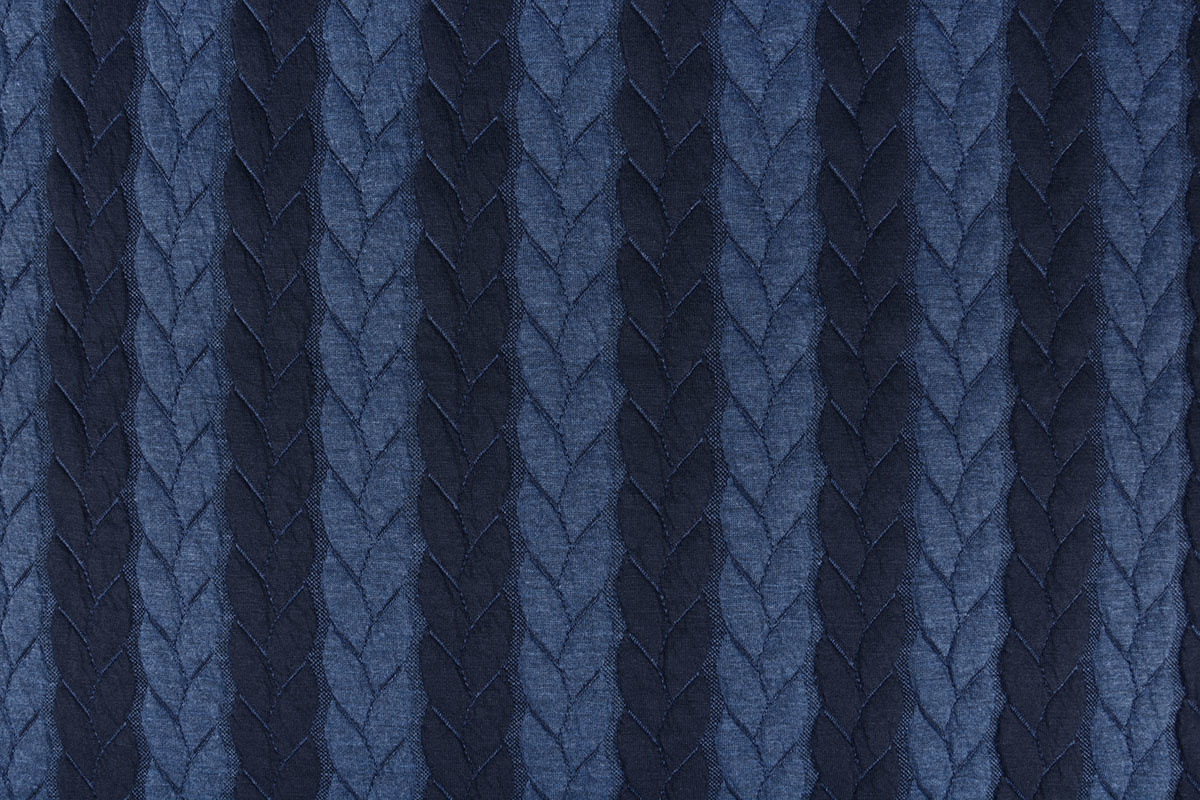 Strickstoff Zopfmuster Jersey Marineblau Jeans
