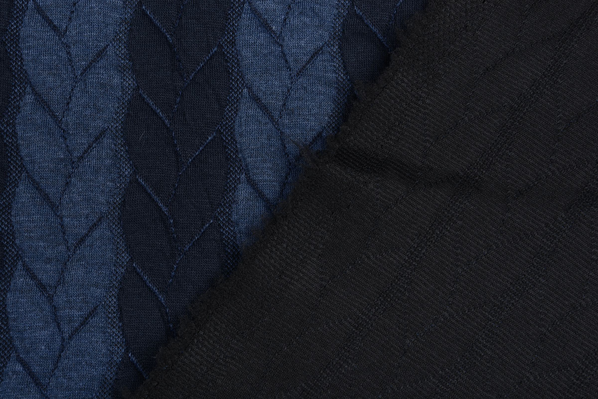 Strickstoff Zopfmuster Jersey Marineblau Jeans