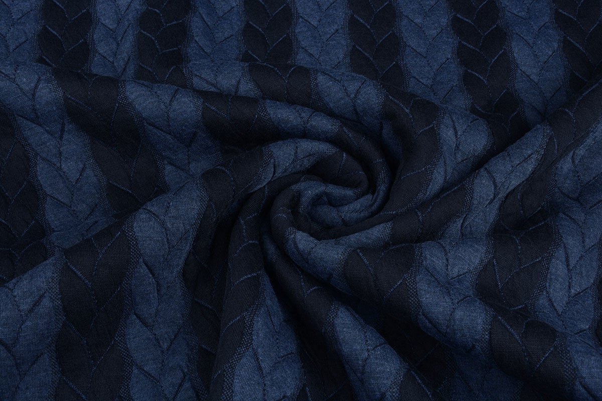 Knitted Cable Fabric Tricot Navy Jeans