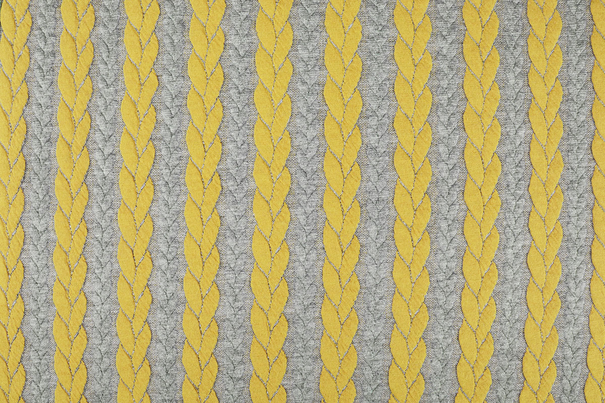 Gebreide Kabel Stof Tricot Grijs Oker