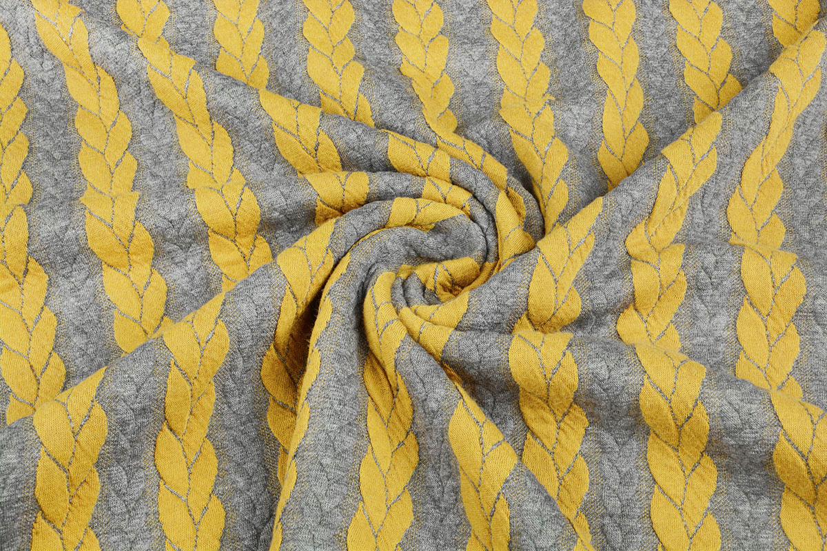Gebreide Kabel Stof Tricot Grijs Oker