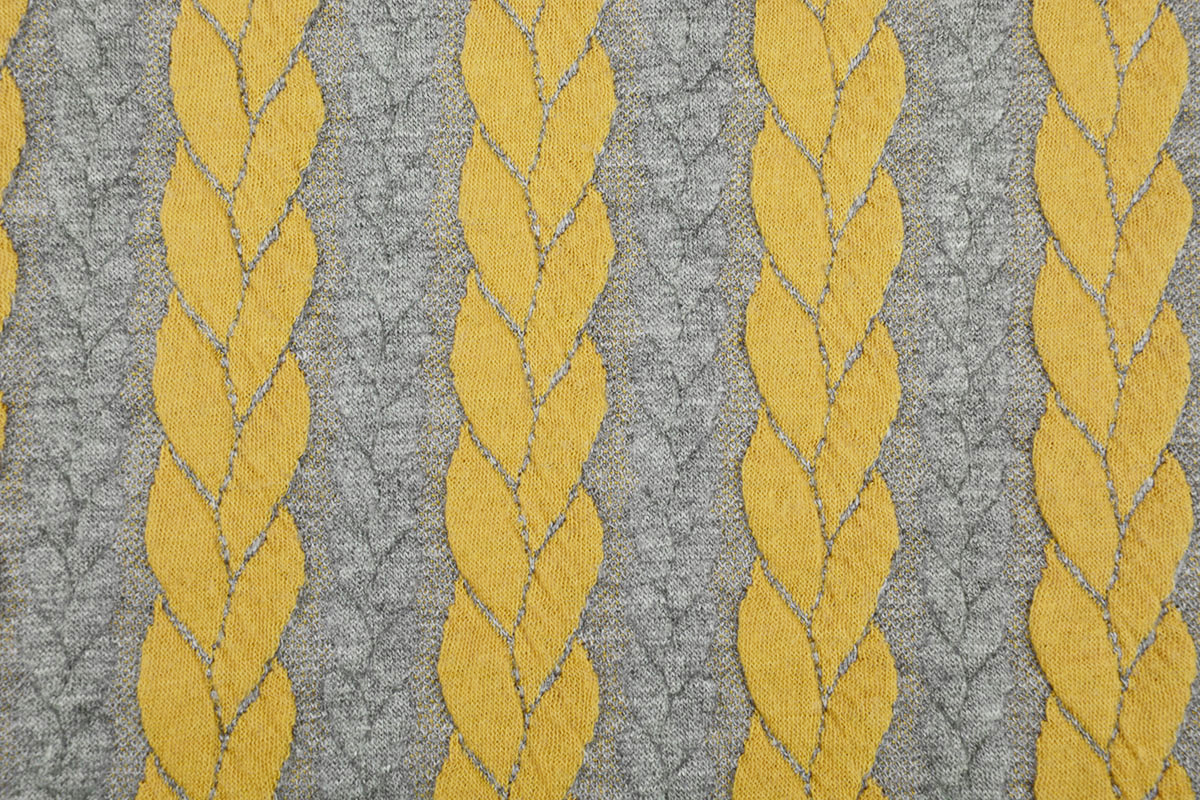Gebreide Kabel Stof Tricot Grijs Oker