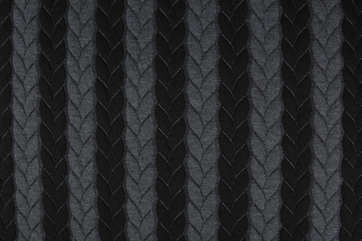 Gebreide Kabel Stof Tricot Grijs Zwart