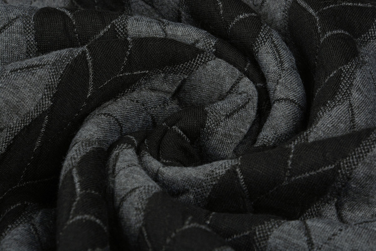 Strickstoff Zopfmuster Jersey Grau Schwarz