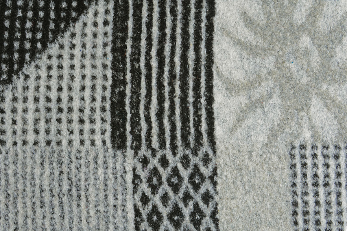 Knitted Woolen fabric Quilt look Black Grey