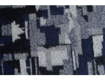 Knitted Woolen fabric Quilt look Black Navy