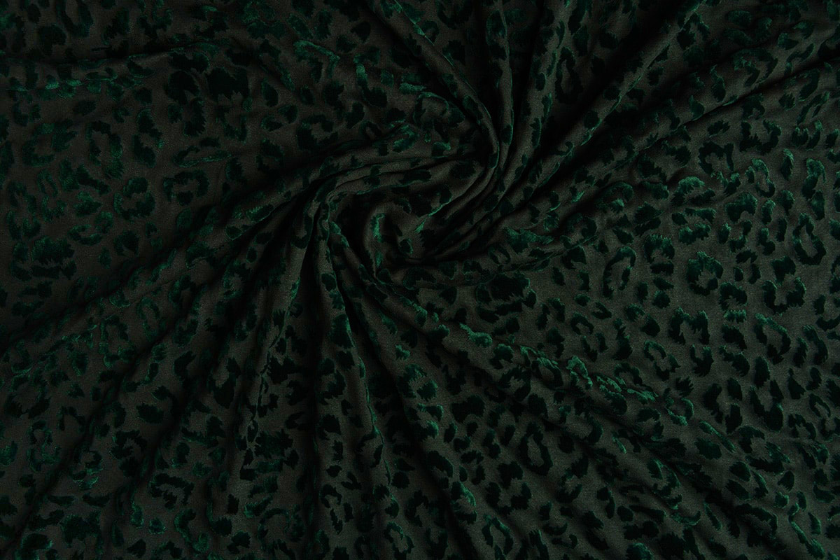 Tricot flock Panterprint Donker Groen