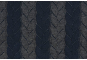 Knitted Cable Fabric Tricot Navy Grey