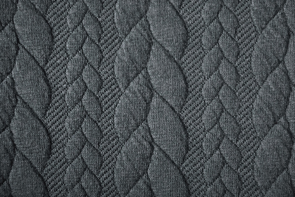Knitted Cable fabric tricot Dark Grey - YES Fabrics