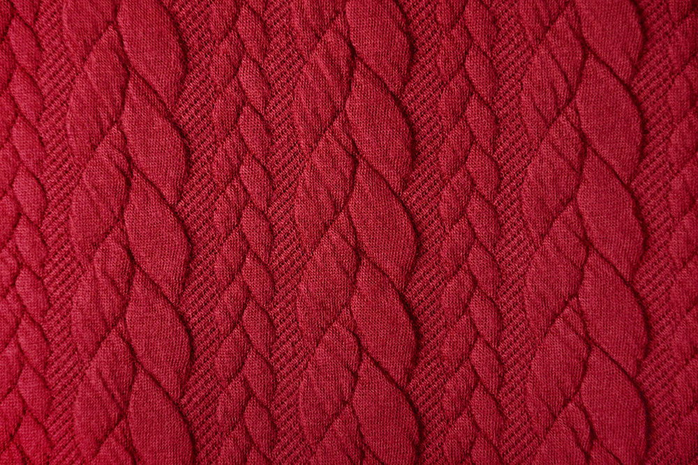 Knitted Cable fabric tricot Red