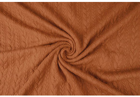 Gebreide kabel stof tricot Oranje Brique