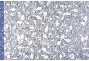 Jacquard Brokaat Blaadjes Zilver