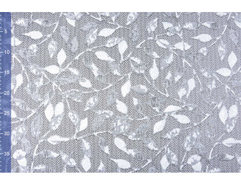 Jacquard Brocade leaves Silver