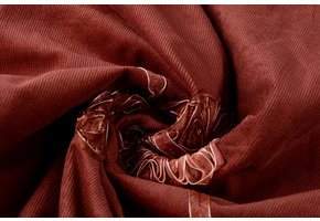 Cotton Corduroy Rib Flower Ribbon Red Brique