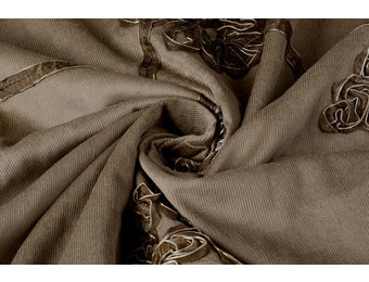 Katoen Corduroy Rib Bloem Lint Mokka Bruin