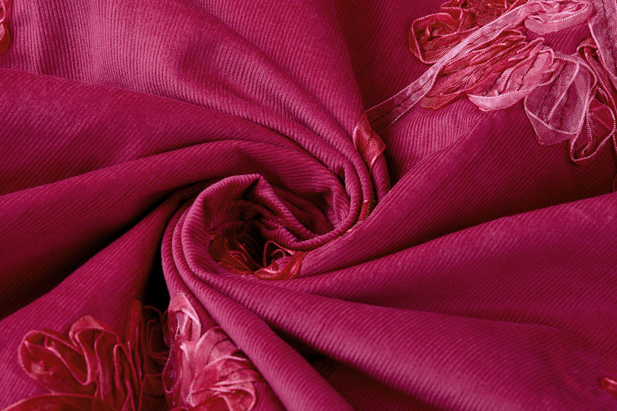 Cotton Corduroy Rib Flower Ribbon Cyclam