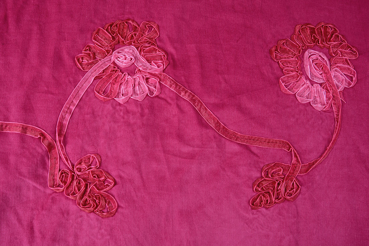 Cotton Corduroy Rib Flower Ribbon Cyclam