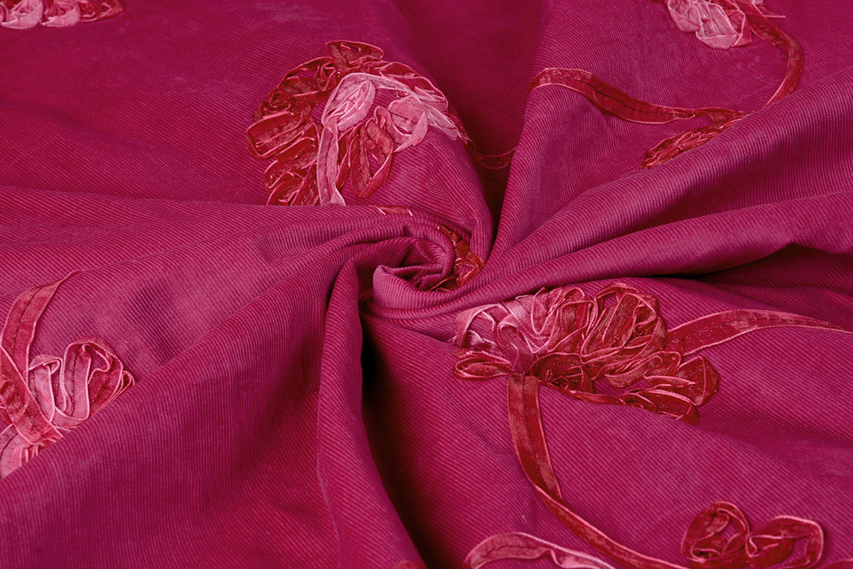 Cotton Corduroy Rib Flower Ribbon Cyclam