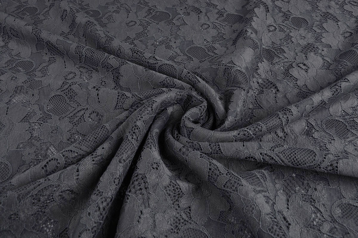 Charcoal grey shop lace fabric