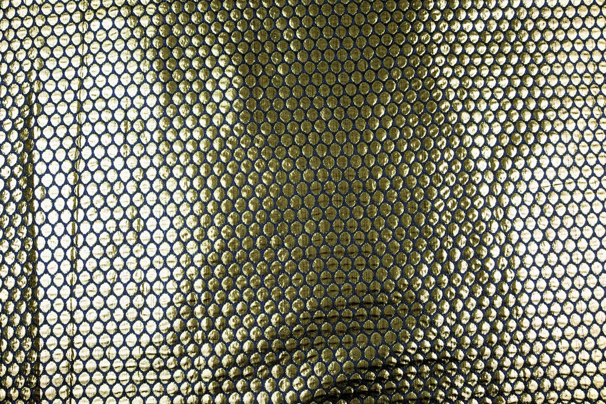 Brokaat Grote Dot Blauw Goud
