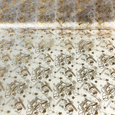 Organza Bedrukt Kerstman Creme-Goud