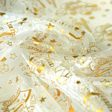 Organza Printed Santa Christmas Creme-Gold