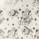 Organza Printed Santa Christmas Creme-Gold