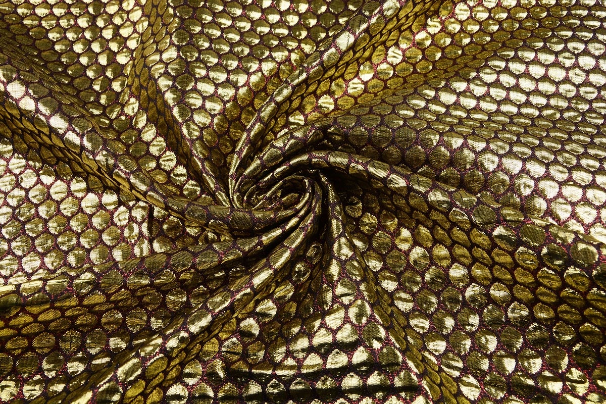 Brocade Large Dot Dark Red Gold