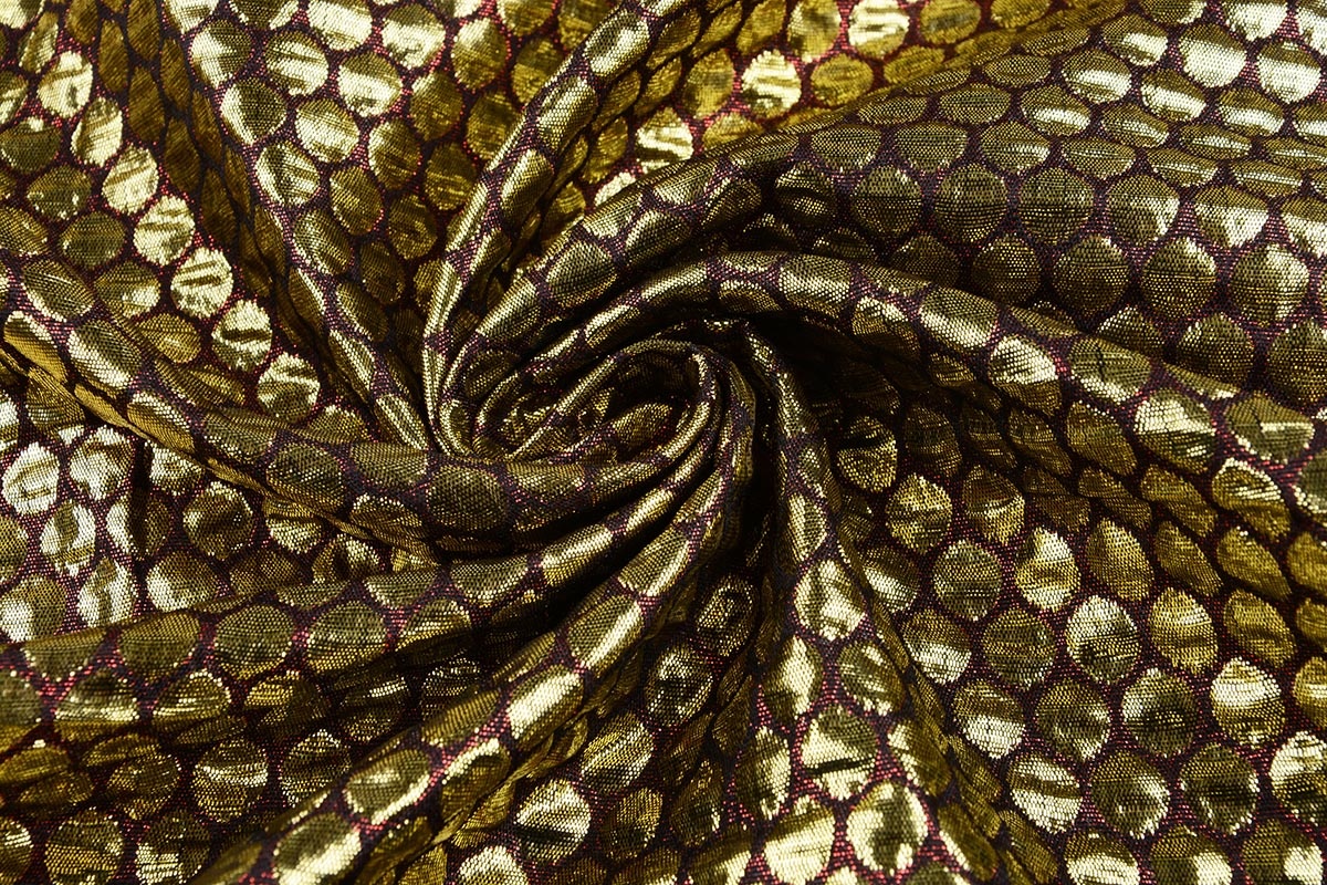 Brocade Large Dot Dark Red Gold