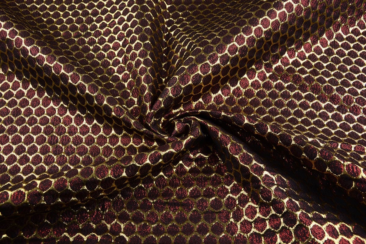 Brocade Large Dot Dark Red Gold