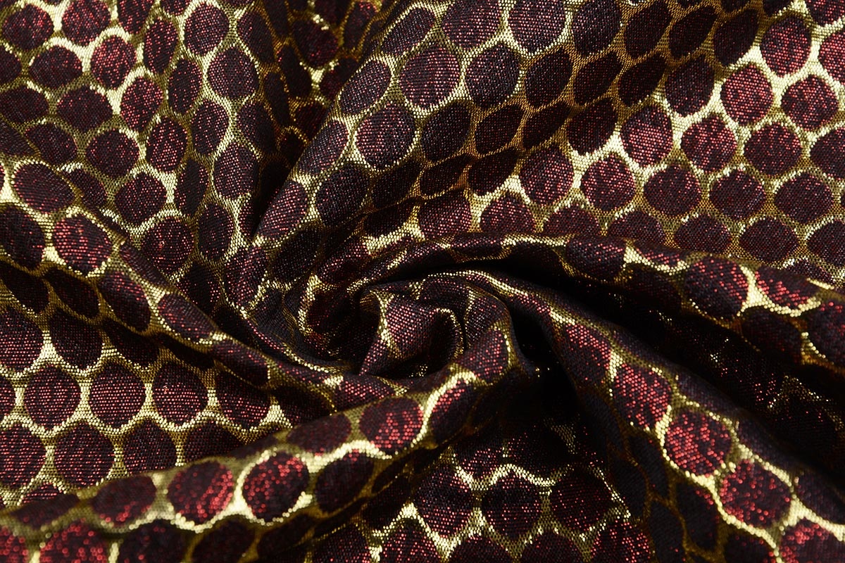 Brocade Large Dot Dark Red Gold