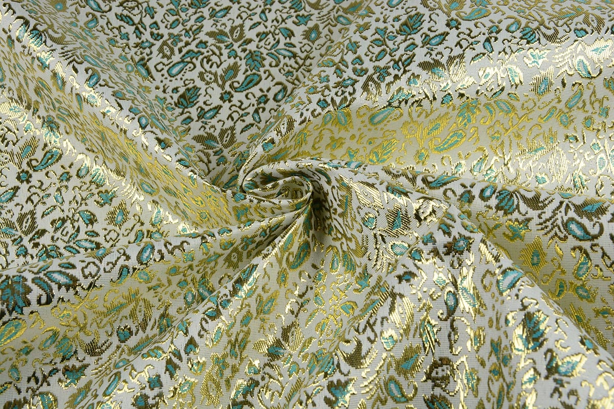 Brocade Sprigs Gold Green