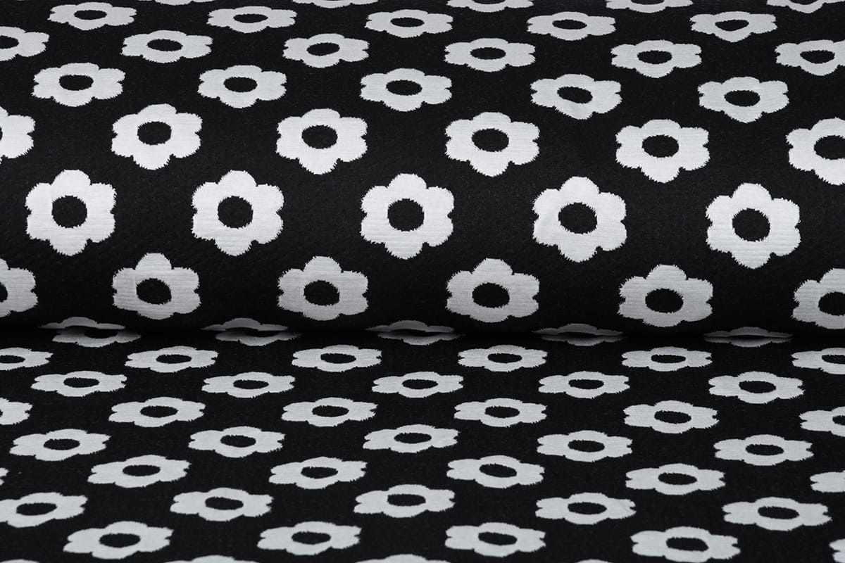 Jacquard gebreid Bloemen Zwart Wit