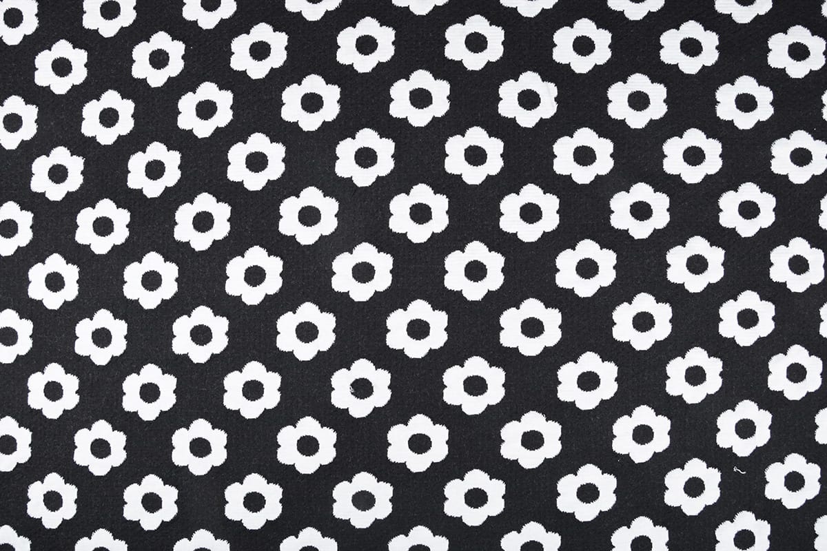 Jacquard gebreid Bloemen Zwart Wit