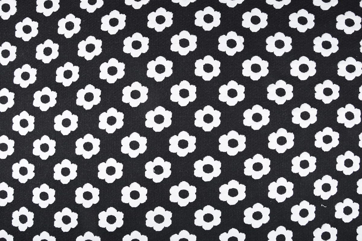 Jacquard Gestrickt Blumen Schwarz weiß Fabrics - YES