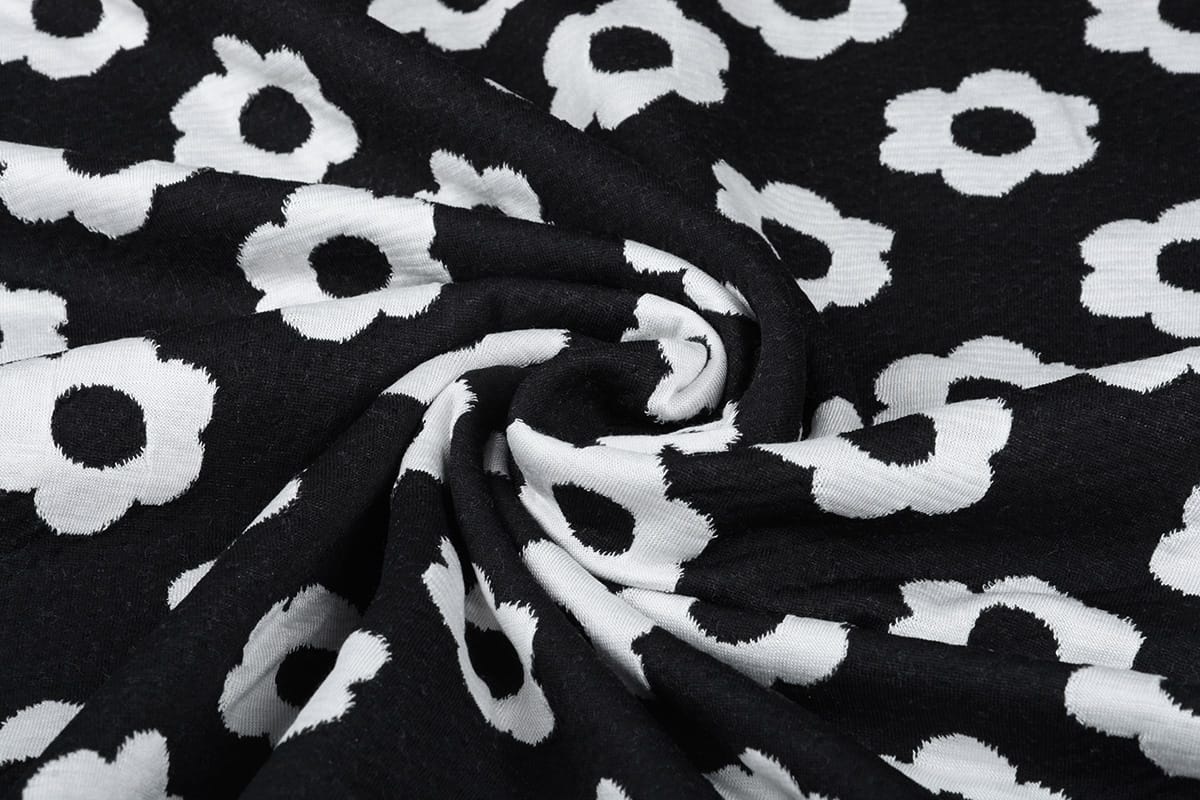 Jacquard gebreid Bloemen Zwart Wit