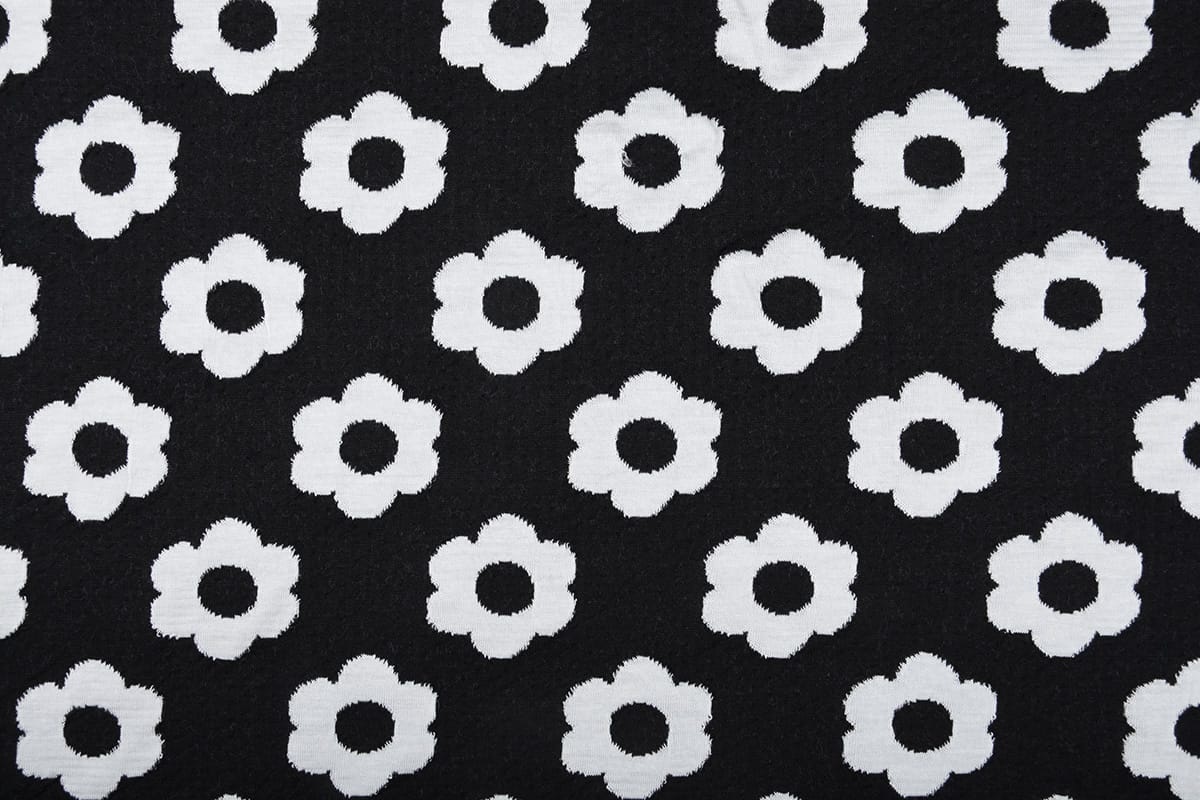 Jacquard gebreid Bloemen Zwart Wit YES Fabrics