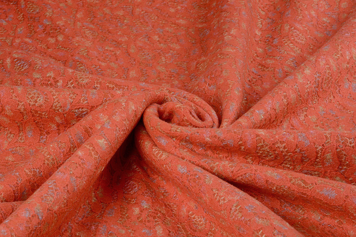 Lined Wool Lace Bloemetjes Orange