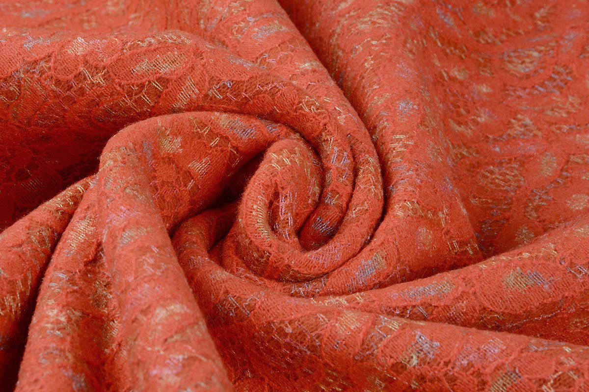 Lined Wool Lace Bloemetjes Orange