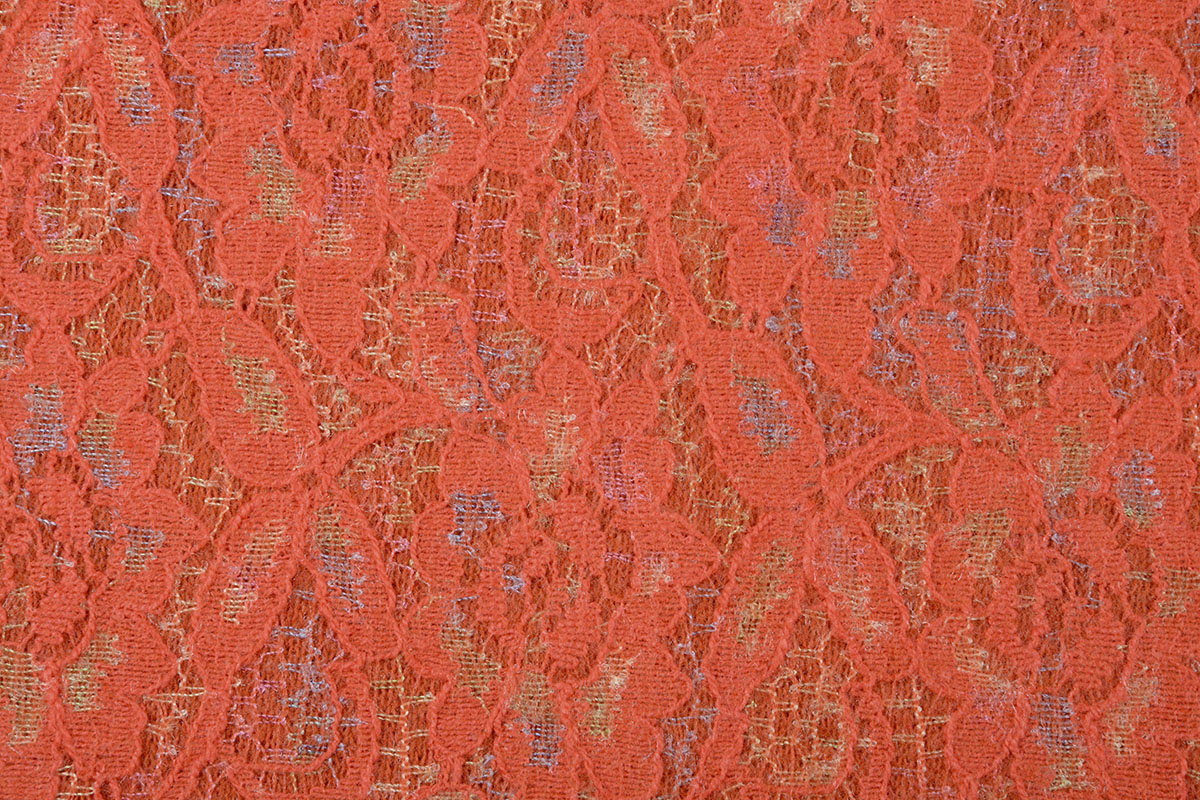 Lined Wool Lace Bloemetjes Orange