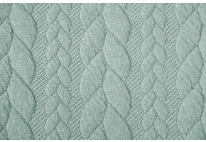 Strickstoff Zopfmuster Jersey Hellmint Blau