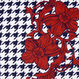 Scuba Pique houndstooth Flower Red Navy
