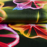 100% Viskose Digital Printed Neon Pink Grün